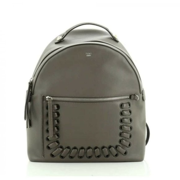New With Tag Fendi Grey Calfskin Leather Backpack - Picture 1 of 12